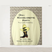 Cowboyhoed Schoenen Patroon Bachelorette Feest Wandkleed (Voorkant)