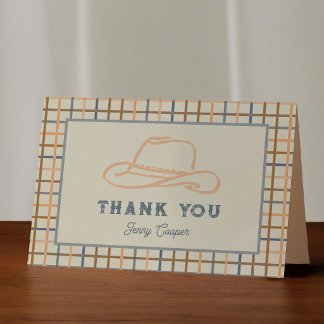Cowboyhoed Western Gingham Bedankkaart
