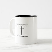 Cowboyin' voor Christus mok (Voorkant links)
