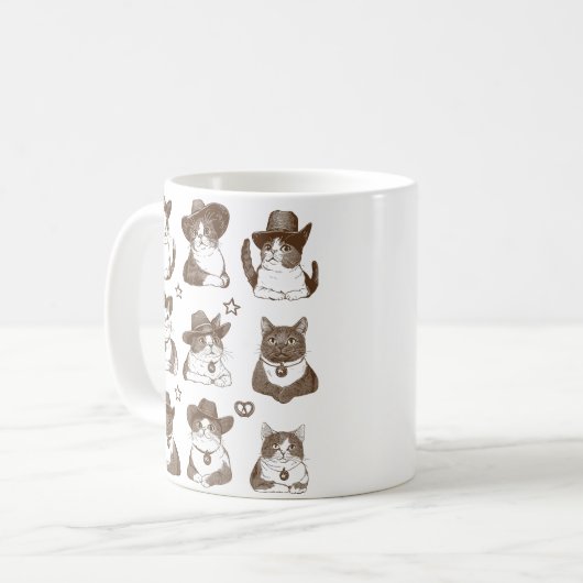  cowboykatten met een cowboy Pet Koffiemok (Voorkant links)