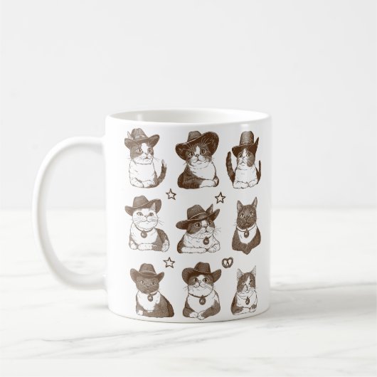  cowboykatten met een cowboy Pet Koffiemok (Links)