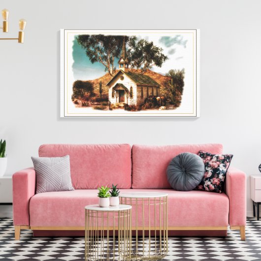 Cowboykerk Canvas Afdruk (Insitu (Woonkamer))