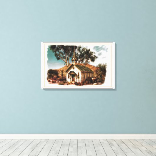 Cowboykerk Canvas Afdruk (Insitu (Houten vloer))