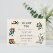 Cowboykleding Wild West Baby shower Bedankkaart (Staand voorkant)