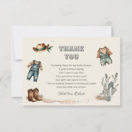 Cowboykleding Wild West Baby shower Bedankkaart