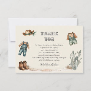 Cowboykleding Wild West Baby shower Bedankkaart