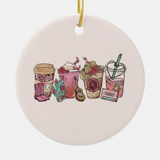 cowboykoffietijd keramisch ornament (Voorkant)