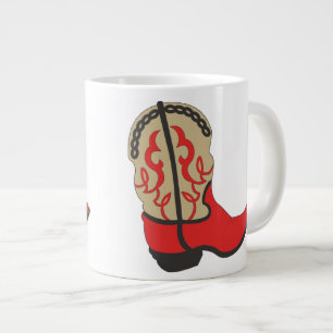 Cowboylaars in rood grote koffiekop