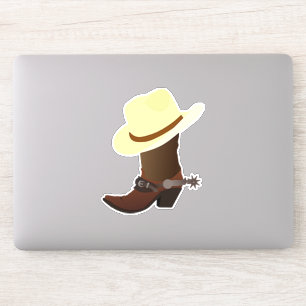 Cowboylaars met gele cowboyhoed sticker