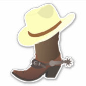 Cowboylaars met gele cowboyhoed sticker (Voorkant)
