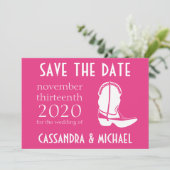 Cowboylaars Opslag Mededeling (Donker Roze) Save The Date (Staand voorkant)