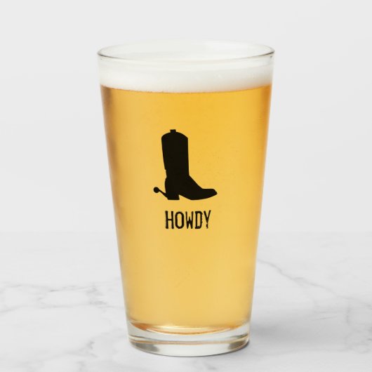 Cowboylaars Silhouet HOWDY Sporen Zwart Fun Glas (Voorkant gevuld)