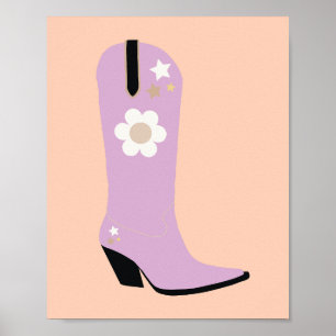 Cowboylaarzen 07 Oranje en Paarse Cowgirl laarzen Poster