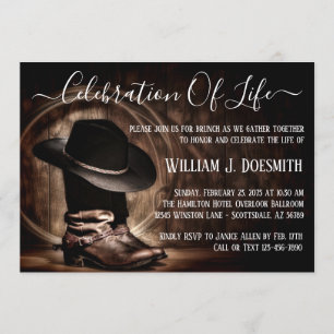 Cowboylaarzen Cowboyhoed Funeral Bedieningsdienst Kaart