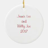 Cowboylaarzen, eerste kerst aangepaste kerstbal keramisch ornament (Achterkant)