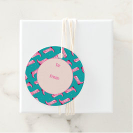 Cowboylaarzen en -bloemen bedankjes labels