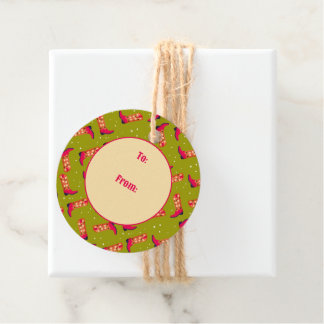 Cowboylaarzen en -bloemen bedankjes labels