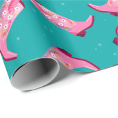 Cowboylaarzen en -bloemen cadeaupapier (Rol Hoek)