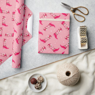 Cowboylaarzen en -bloemen cadeaupapier
