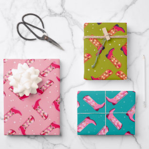 Cowboylaarzen en Bloemen Inpakpapier Vel