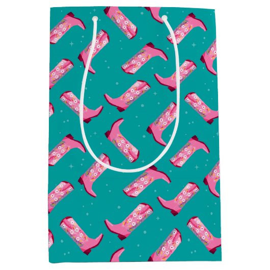 Cowboylaarzen en -bloemen medium cadeauzakje (Voorkant)