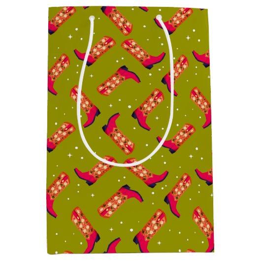 Cowboylaarzen en -bloemen medium cadeauzakje (Voorkant)