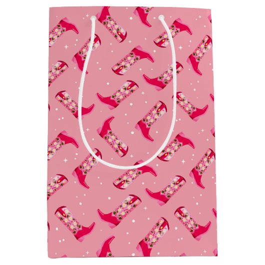 Cowboylaarzen en -bloemen medium cadeauzakje (Voorkant)