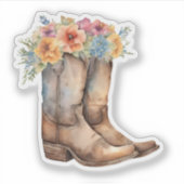 Cowboylaarzen en Bloemen Sticker (Voorkant)