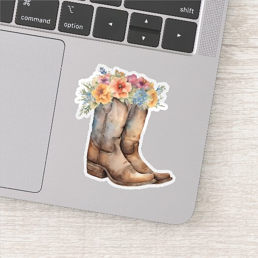 Cowboylaarzen en Bloemen Sticker (Detail)