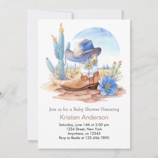 Cowboylaarzen en Pet Baby shower Kaart (Voorkant)