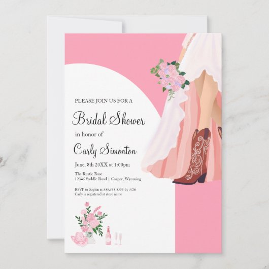 Cowboylaarzen en trouwjurk Vrijgezellenfeest Kaart (Voorkant)