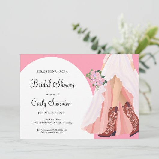 Cowboylaarzen en trouwjurk Vrijgezellenfeest Kaart (Staand voorkant)