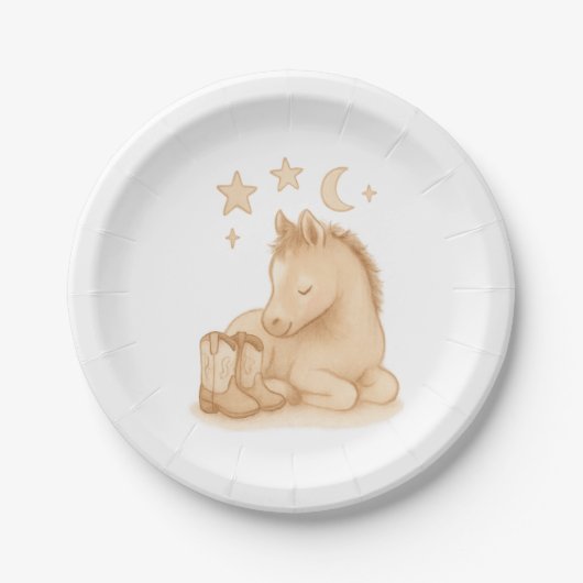 Cowboylaarzen en veulen Baby shower Papieren Bordje (Voorkant)