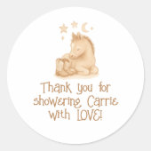 Cowboylaarzen en veulen Baby shower Ronde Sticker (Voorkant)