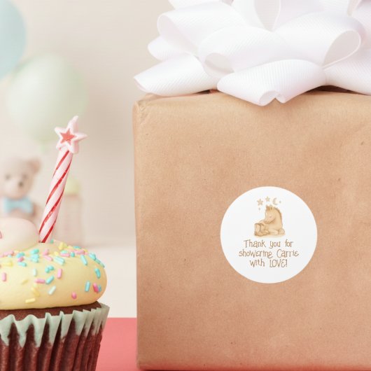 Cowboylaarzen en veulen Baby shower Ronde Sticker