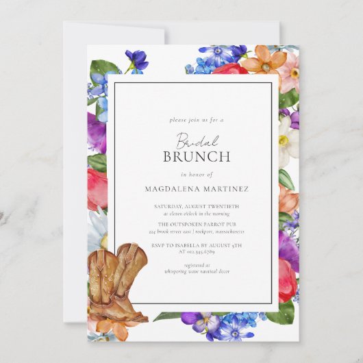 Cowboylaarzen en Wildflower Vrijgezellenfeest Kaart (Voorkant)