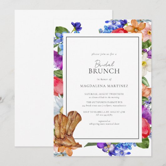 Cowboylaarzen en Wildflower Vrijgezellenfeest Kaart (Voorkant / Achterkant)