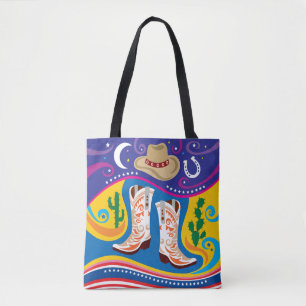 Cowboylaarzen en woestijnsterren tote bag