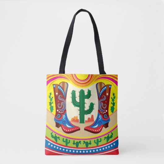 Cowboylaarzen en woestijnzon tote bag (Voorkant)