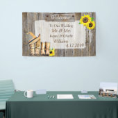 Cowboylaarzen en zonnebloem bruiloft spandoek (Beurs)