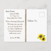 Cowboylaarzen en zonnebloemen redden de datum van  briefkaart (Achterkant)