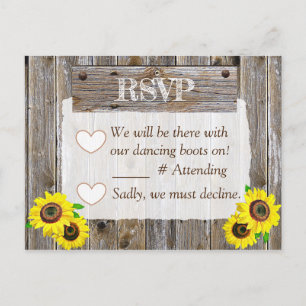 Cowboylaarzen en zonnebloemen RSVP-huwelijk Aankondigingskaart