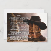 Cowboylaarzen Hoed Funeral Memorial Kaart (Achterkant)