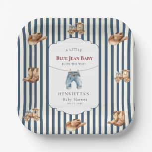 Cowboylaarzen Hoed Trein Blauw Spijkerbroek Baby S Papieren Bordje