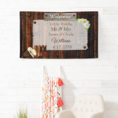 Cowboylaarzen, hoeden en madeliefjes bruiloft spandoek (Insitu)