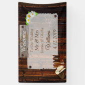 Cowboylaarzen, hoeden en madeliefjes bruiloft spandoek (Verticaal)