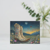 Cowboylaarzen in de weide briefkaart (Staand voorkant)