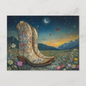 Cowboylaarzen in de weide briefkaart (Voorkant)