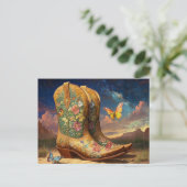 Cowboylaarzen in de weide briefkaart (Staand voorkant)