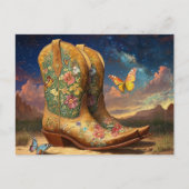 Cowboylaarzen in de weide briefkaart (Voorkant)